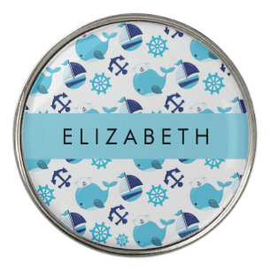 Pattern Of Whales, Blue Whales, Your Name Golf Ball Marker