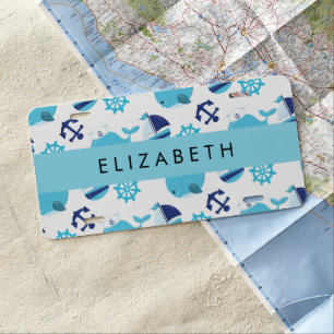 Pattern Of Whales, Blue Whales, Your Name License Plate