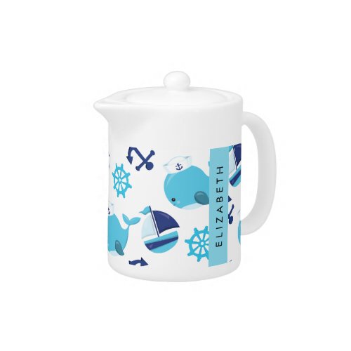 Pattern Of Whales Blue Whales Your Name Teapot