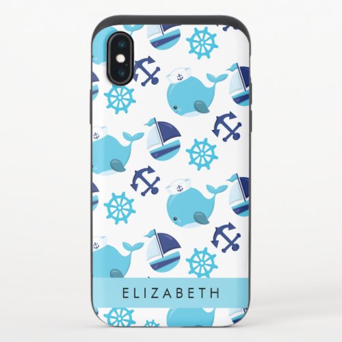 Pattern Of Whales Blue Whales Your Name iPhone X Slider Case