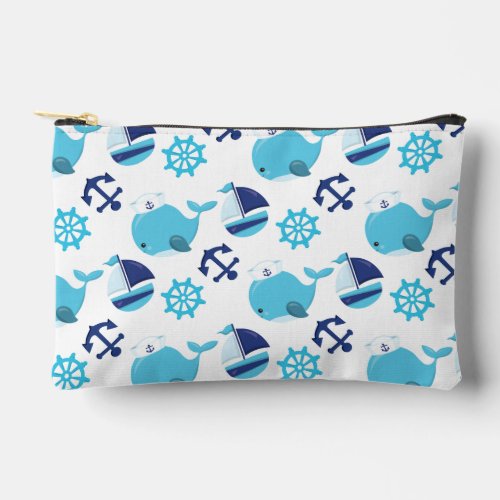 Pattern Of Whales Cute Whales Blue Whales Accessory Pouch