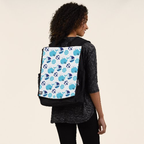 Pattern Of Whales Cute Whales Blue Whales Backpack