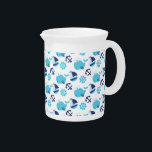Pattern Of Whales, Cute Whales, Blue Whales Beverage Pitcher<br><div class="desc">Cute,  fun and adorable pattern with blue whales,  sailing boats and anchors. Modern and trendy gift,  perfect for the whale lover in your life.</div>