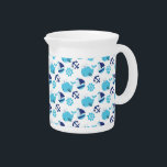 Pattern Of Whales, Cute Whales, Blue Whales Beverage Pitcher<br><div class="desc">Cute,  fun and adorable pattern with blue whales,  sailing boats and anchors. Modern and trendy gift,  perfect for the whale lover in your life.</div>