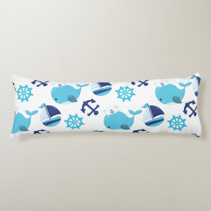 Pattern Of Whales, Cute Whales, Blue Whales Body Pillow