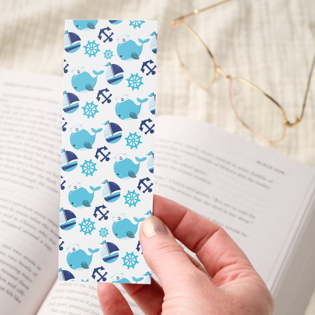 Pattern Of Whales, Cute Whales, Blue Whales Bookmarks (Hand)