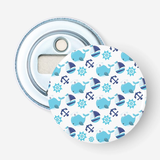 Pattern Of Whales, Cute Whales, Blue Whales Bottle Opener (Front)