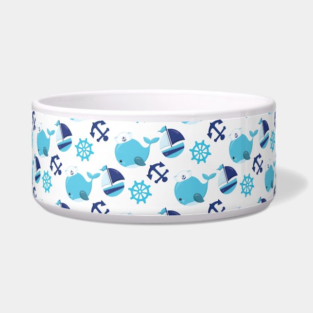 Pattern Of Whales, Cute Whales, Blue Whales Bowl (Front)