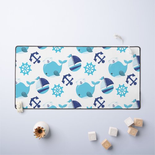 Pattern Of Whales Cute Whales Blue Whales Desk Mat