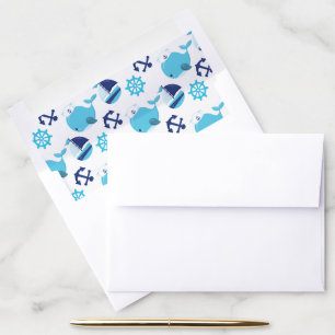 Pattern Of Whales, Cute Whales, Blue Whales Envelope Liner
