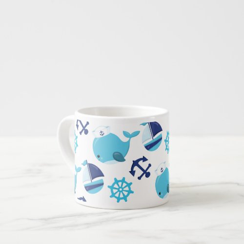 Pattern Of Whales Cute Whales Blue Whales Espresso Cup