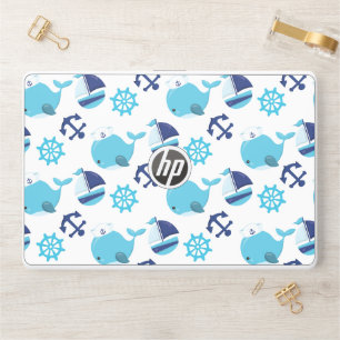 Pattern Of Whales, Cute Whales, Blue Whales HP Laptop Skin
