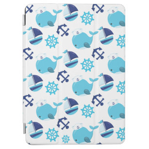 Pattern Of Whales, Cute Whales, Blue Whales iPad Air Cover