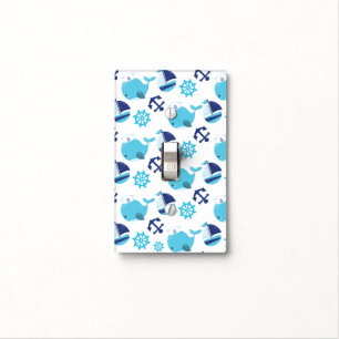 Pattern Of Whales, Cute Whales, Blue Whales Light Switch Cover