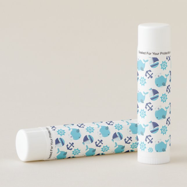 Pattern Of Whales, Cute Whales, Blue Whales Lip Balm (Front)