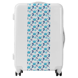 Pattern Of Whales, Cute Whales, Blue Whales Luggage