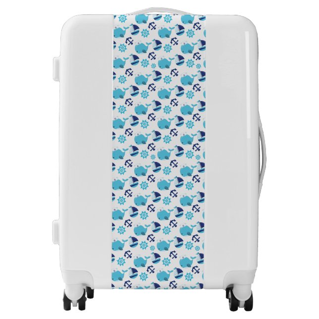 Pattern Of Whales, Cute Whales, Blue Whales Luggage (Front)
