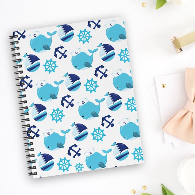 Pattern Of Whales, Cute Whales, Blue Whales Notebook (Creator Uploaded)