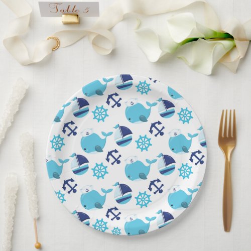 Pattern Of Whales Cute Whales Blue Whales Paper Plates