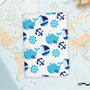 Pattern Of Whales, Cute Whales, Blue Whales Passport Holder