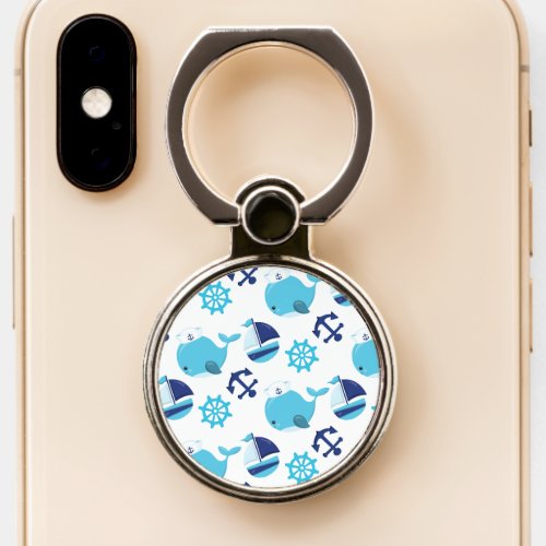 Pattern Of Whales Cute Whales Blue Whales Phone Ring Stand