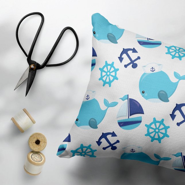 Pattern Of Whales, Cute Whales, Blue Whales Pillow Case (Creator Uploaded)