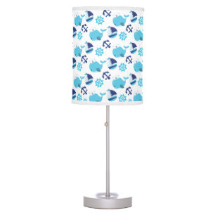 Pattern Of Whales, Cute Whales, Blue Whales Table Lamp
