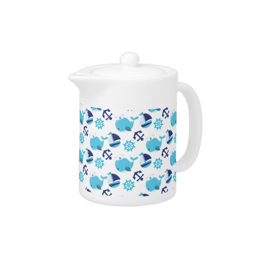 Pattern Of Whales Cute Whales Blue Whales Teapot
