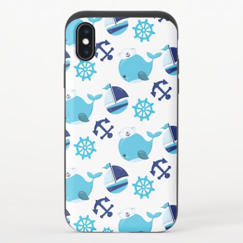 Pattern Of Whales Cute Whales Blue Whales iPhone X Slider Case