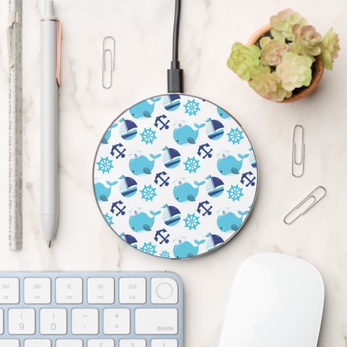 Pattern Of Whales Cute Whales Blue Whales Wireless Charger