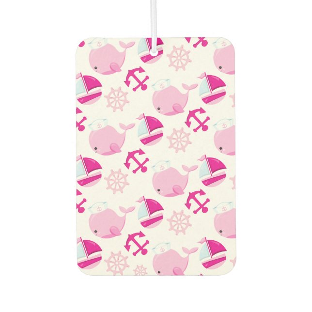 Pattern Of Whales, Cute Whales, Pink Whales Air Freshener (Front)