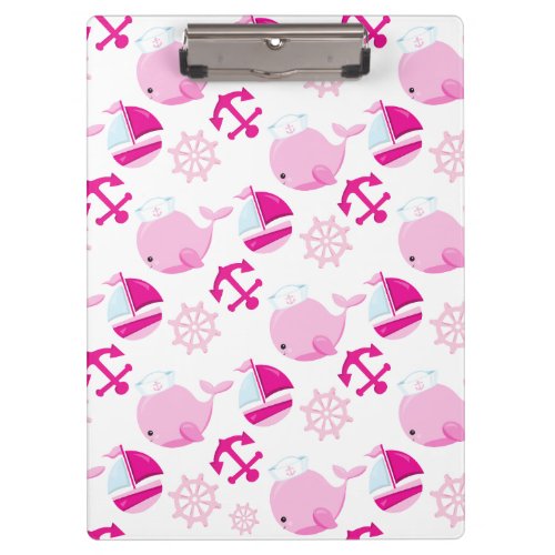 Pattern Of Whales Cute Whales Pink Whales Clipboard