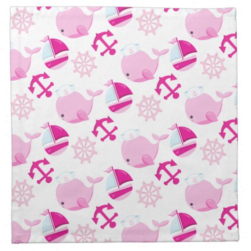 Pattern Of Whales Cute Whales Pink Whales Cloth Napkin