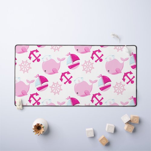 Pattern Of Whales Cute Whales Pink Whales Desk Mat