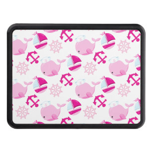 Pattern Of Whales, Cute Whales, Pink Whales Hitch Cover