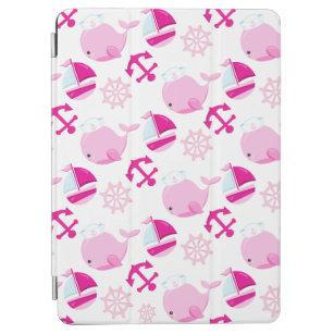 Pattern Of Whales, Cute Whales, Pink Whales iPad Air Cover