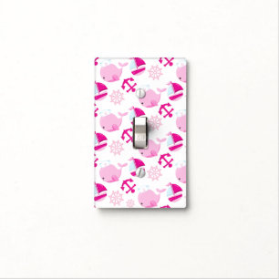 Pattern Of Whales, Cute Whales, Pink Whales Light Switch Cover