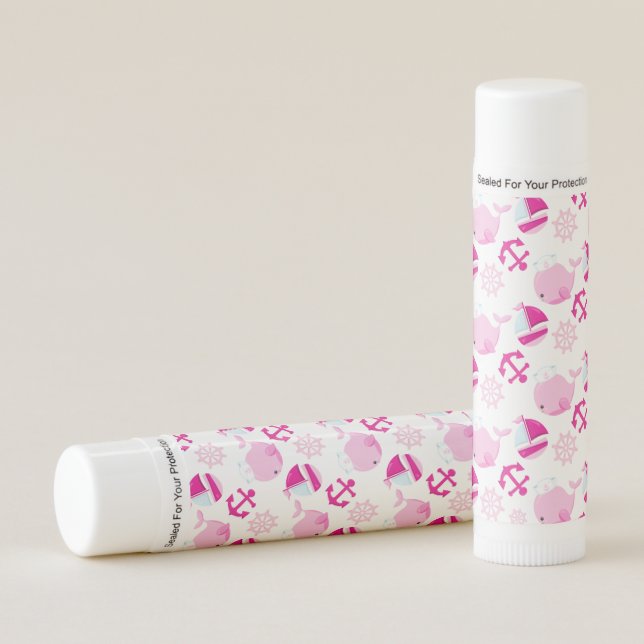 Pattern Of Whales, Cute Whales, Pink Whales Lip Balm (Front)