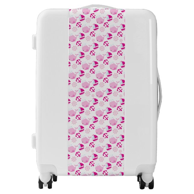 Pattern Of Whales, Cute Whales, Pink Whales Luggage (Front)