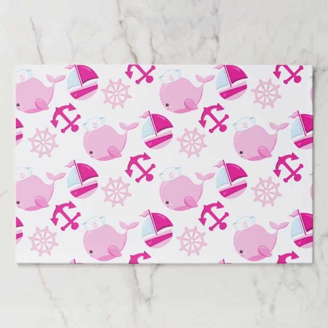 Pattern Of Whales, Cute Whales, Pink Whales Paper Pad (Front)