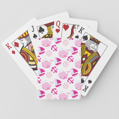 Pattern Of Whales Cute Whales Pink Whales Poker Cards