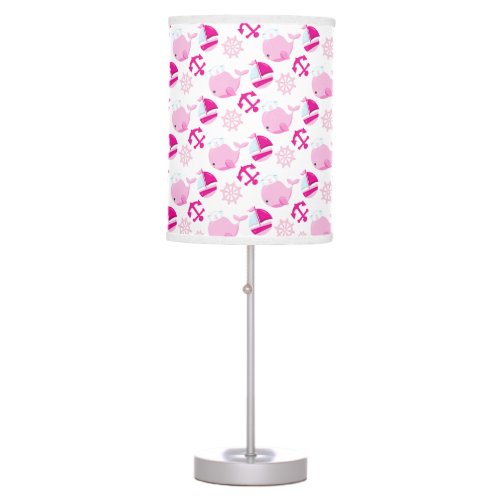 Pattern Of Whales Cute Whales Pink Whales Table Lamp