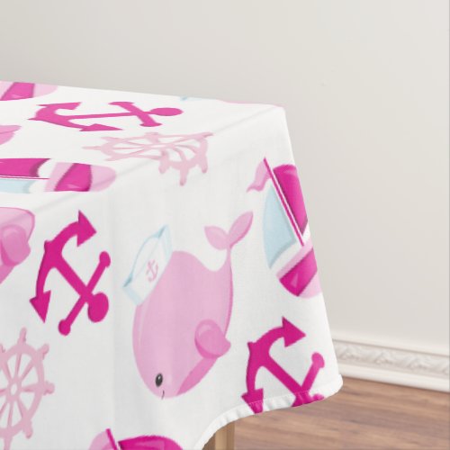 Pattern Of Whales Cute Whales Pink Whales Tablecloth