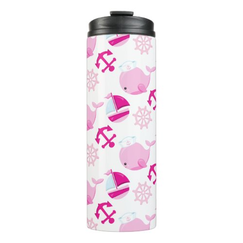 Pattern Of Whales Cute Whales Pink Whales Thermal Tumbler