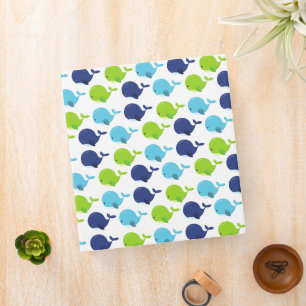Pattern Of Whales, Cute Whales, Sea Animals 3 Ring Binder