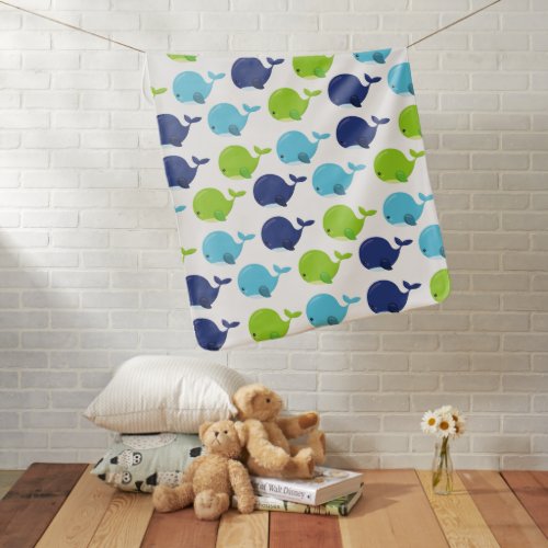 Pattern Of Whales Cute Whales Sea Animals Baby Blanket