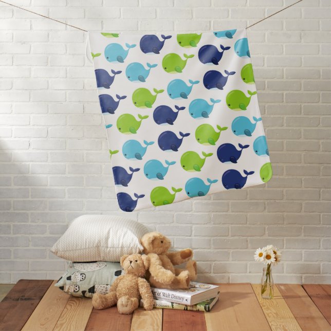 Pattern Of Whales, Cute Whales, Sea Animals Baby Blanket (In Situ)