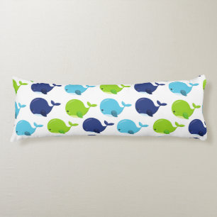 Pattern Of Whales, Cute Whales, Sea Animals Body Pillow
