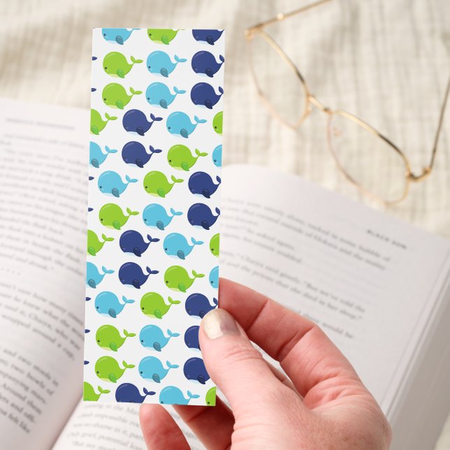 Pattern Of Whales, Cute Whales, Sea Animals Bookmarks (Hand)