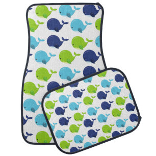 Pattern Of Whales, Cute Whales, Sea Animals Car Floor Mat